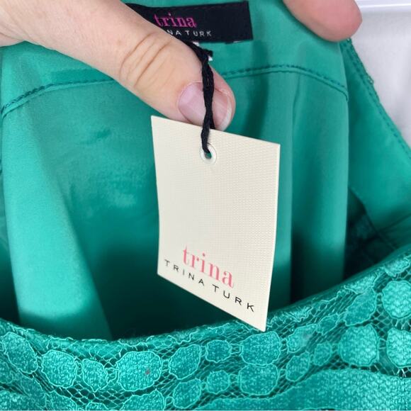 NWT New Trina Turk Merengue Off Shoulder Lace Dress in Aqua Size XS - Picture 6 of 9